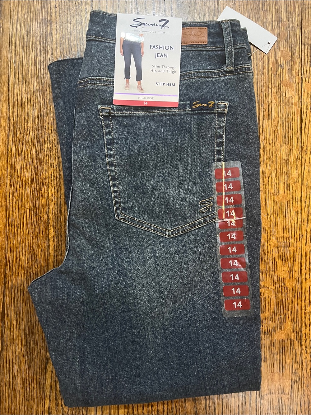 Seven7 Women’s Slim Straight Jeans step hem size 14